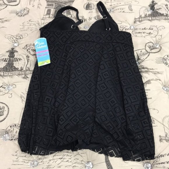 Swim Solutions Crochet Tummy-Control Swimdress - Picture 8 of 11